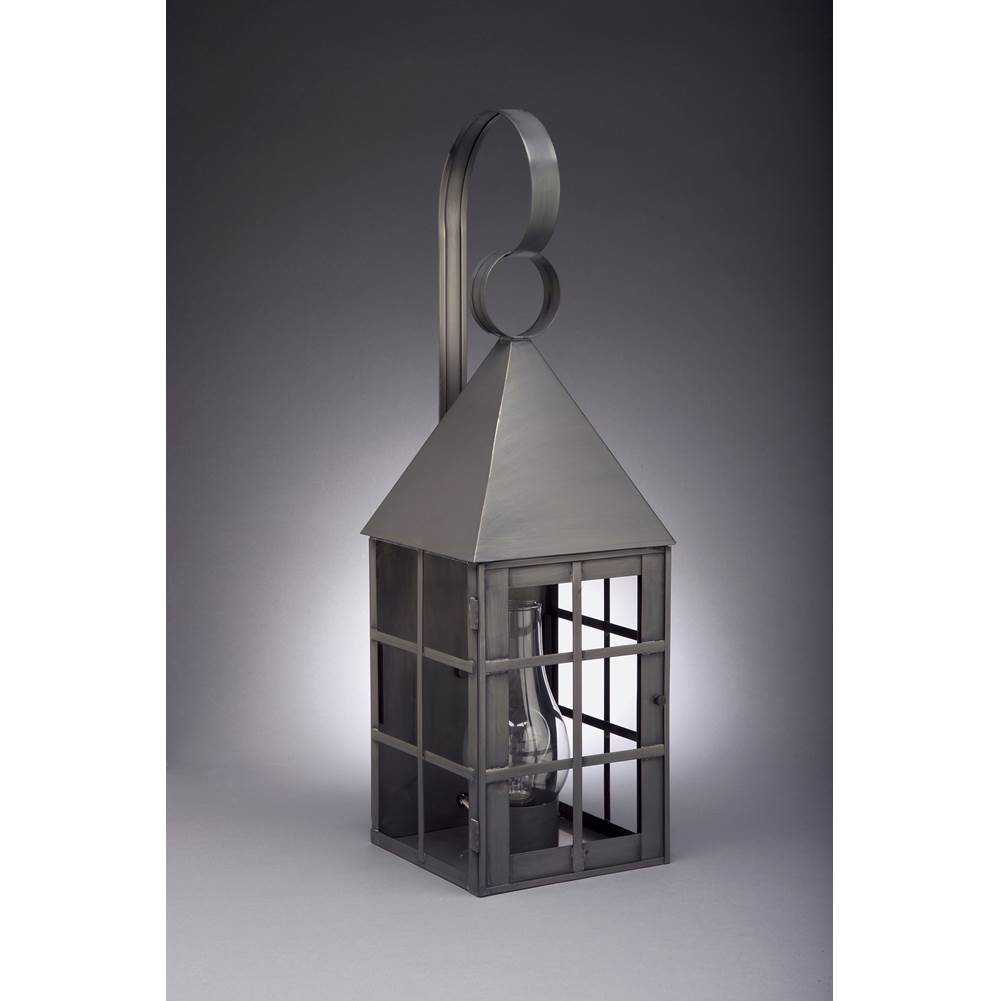 Northeast Lantern Pyramid Top H-Bars Post Dark Antique Brass Medium Base Socket With Chimney Clear Glass