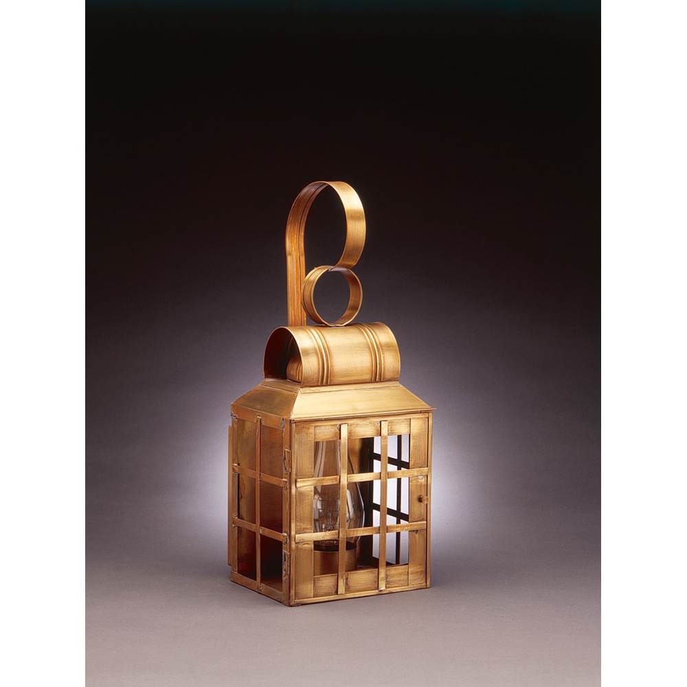 Northeast Lantern Culvert Top H-Bars Wall Dark Antique Brass Medium Base Socket With Chimney Clear Glass