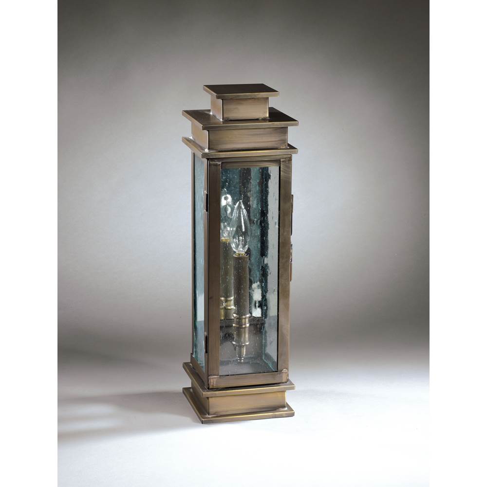 Northeast Lantern Wall Antique Brass 1 Candelabra Socket Clear Seedy Glass Plain Mirror
