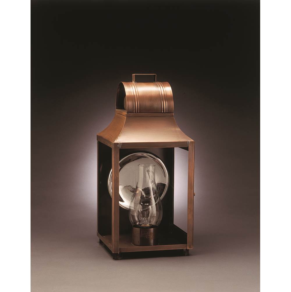 Northeast Lantern Culvert Top Wall Antique Copper Medium Base Socket With Chimney Clear Glass