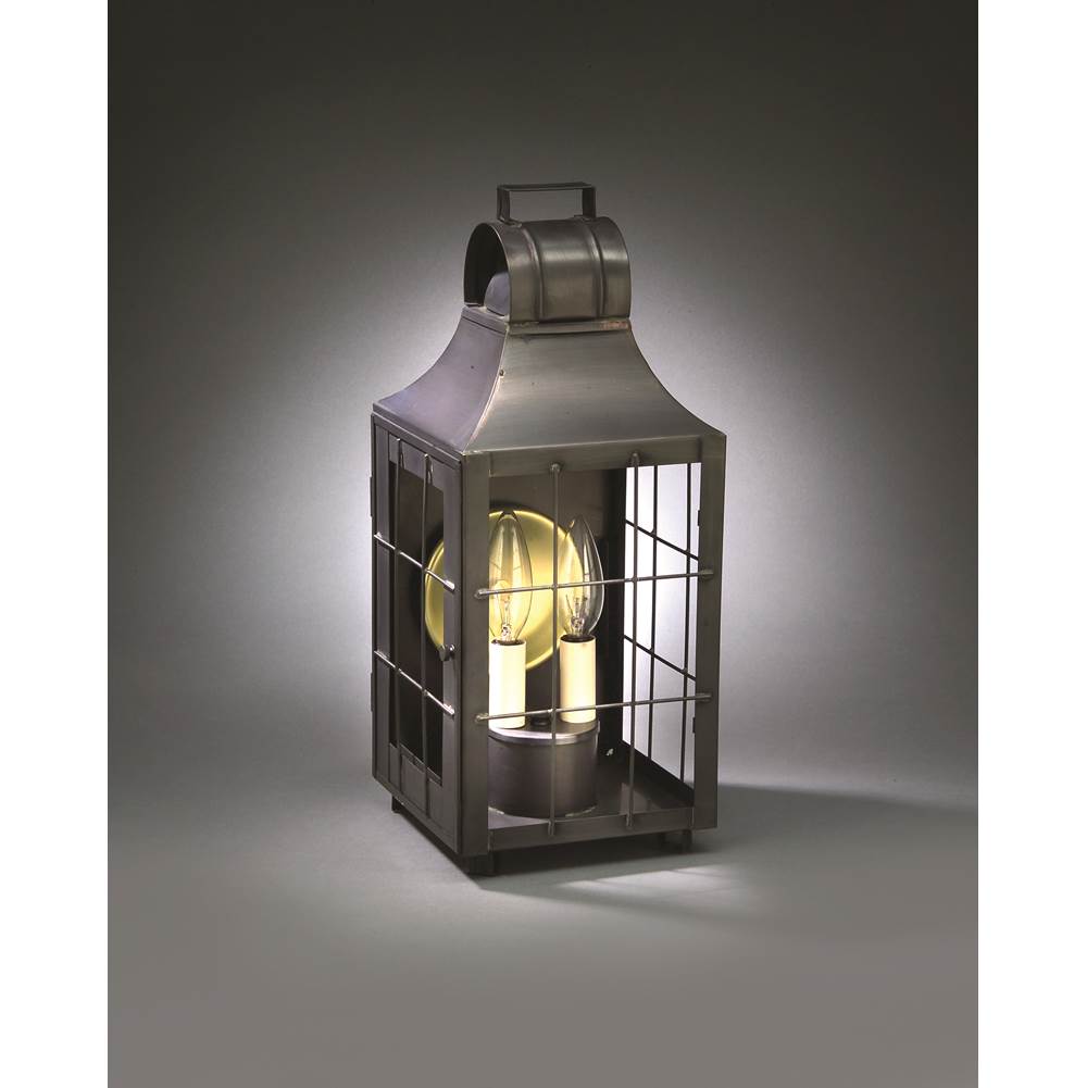 Northeast Lantern Culvert Top H-Rod Wall Dark Antique Brass 2 Candelabra Sockets Clear Glass