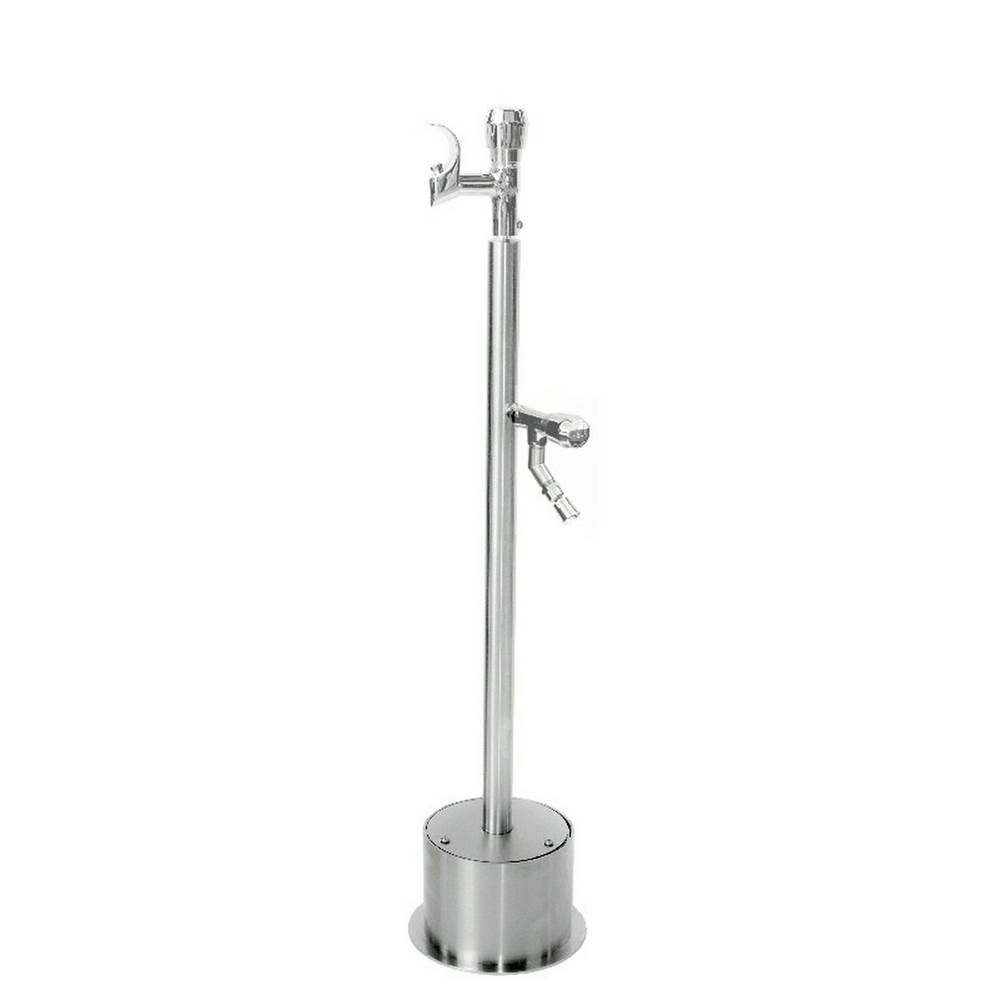 Outdoor Shower Free Standing Single Supply ADA Metered Drinking Fountain and Foot Shower