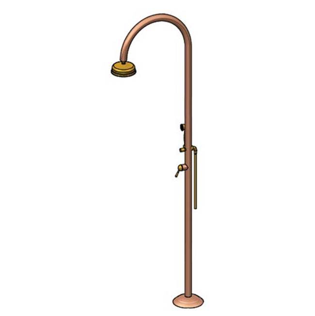 Outdoor Shower ''Origo'' Free Standing Hot & Cold Copper Shower Unit - Hand Spray -  8'' Brass Shower Head