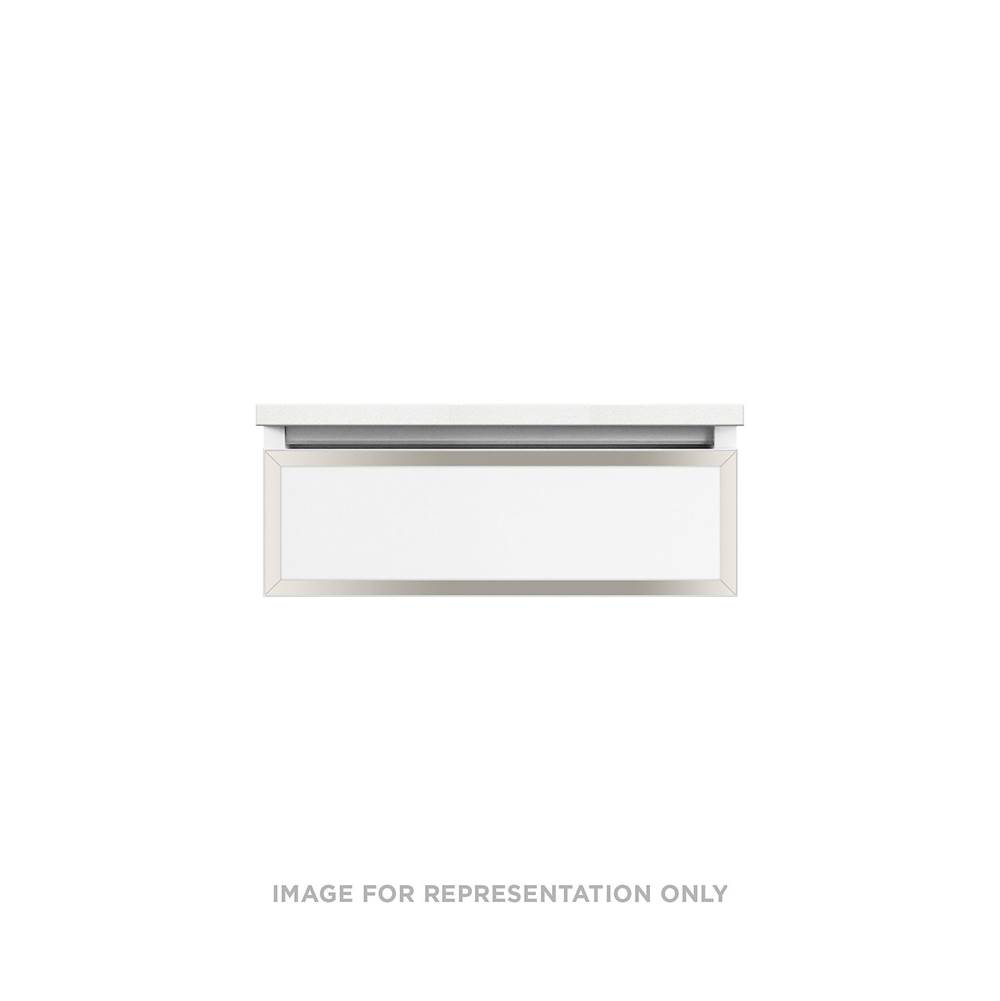 Robern Profiles Framed Vanity, 24'' x 7-1/2'' x 18'', White, Polished Nickel Frame, Tip Out Drawer, Selectable Night Light, 270