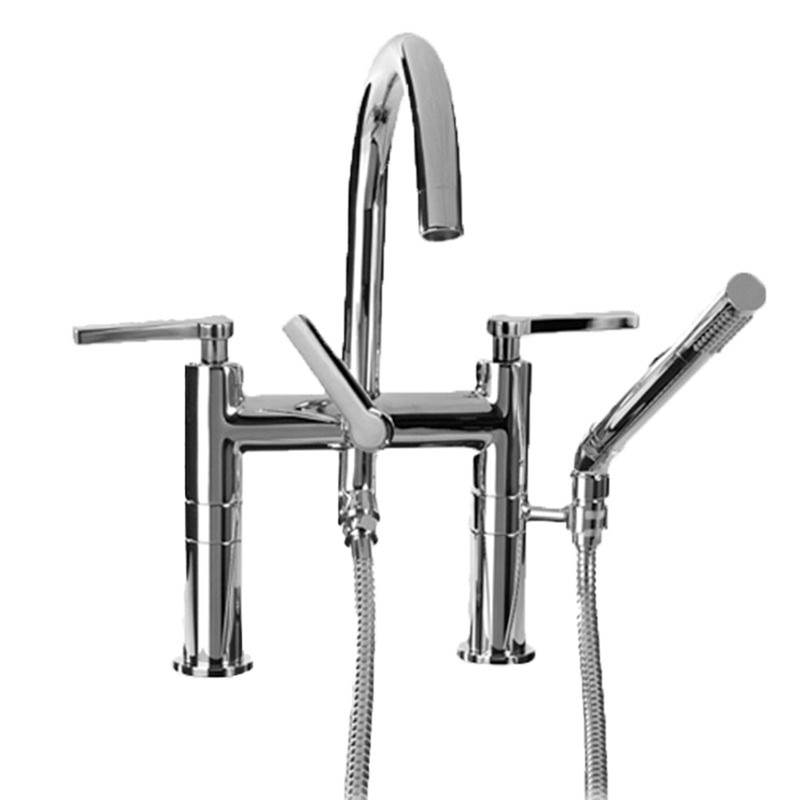 Sigma Contemporary Deckmount Tub Filler with Handshower STELLA SLATE PVD .46
