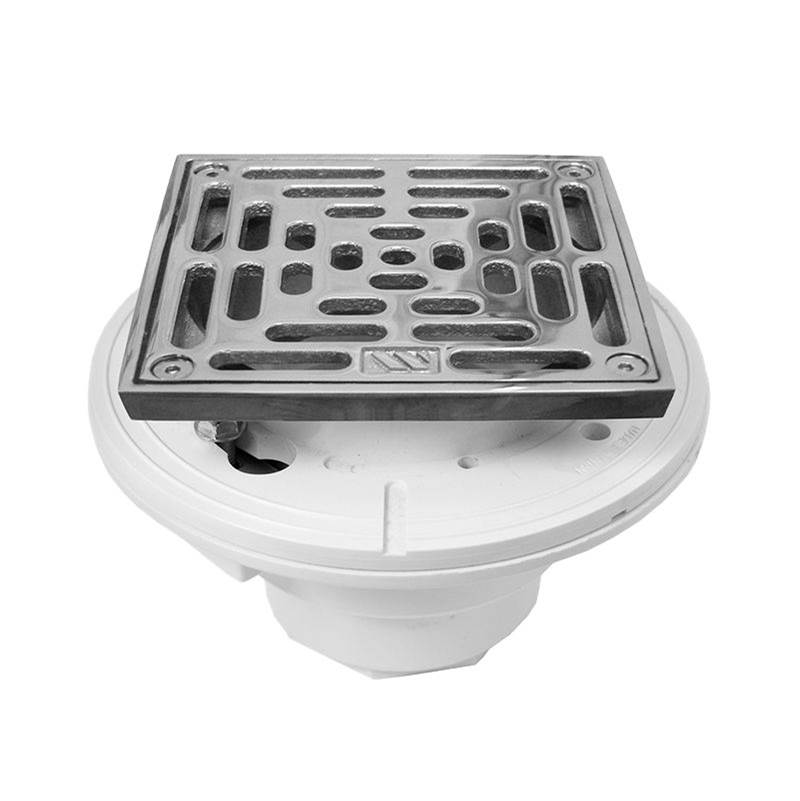 Sigma 3'' Pvc Or Abs Floor Drain With 6 X 6'' Square Adjustable Nickel Trim Soft Pewter .84