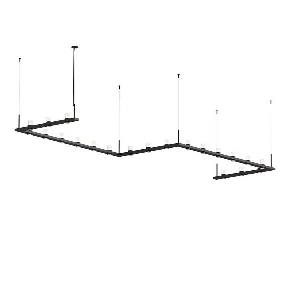 Sonneman 4'' x 16'' Zig-Zag LED Pendant with Clear w/Cone Uplight Trim