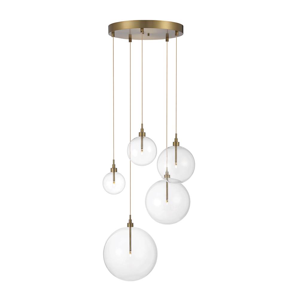 Savoy House 5-Light Pendant in Natural Brass