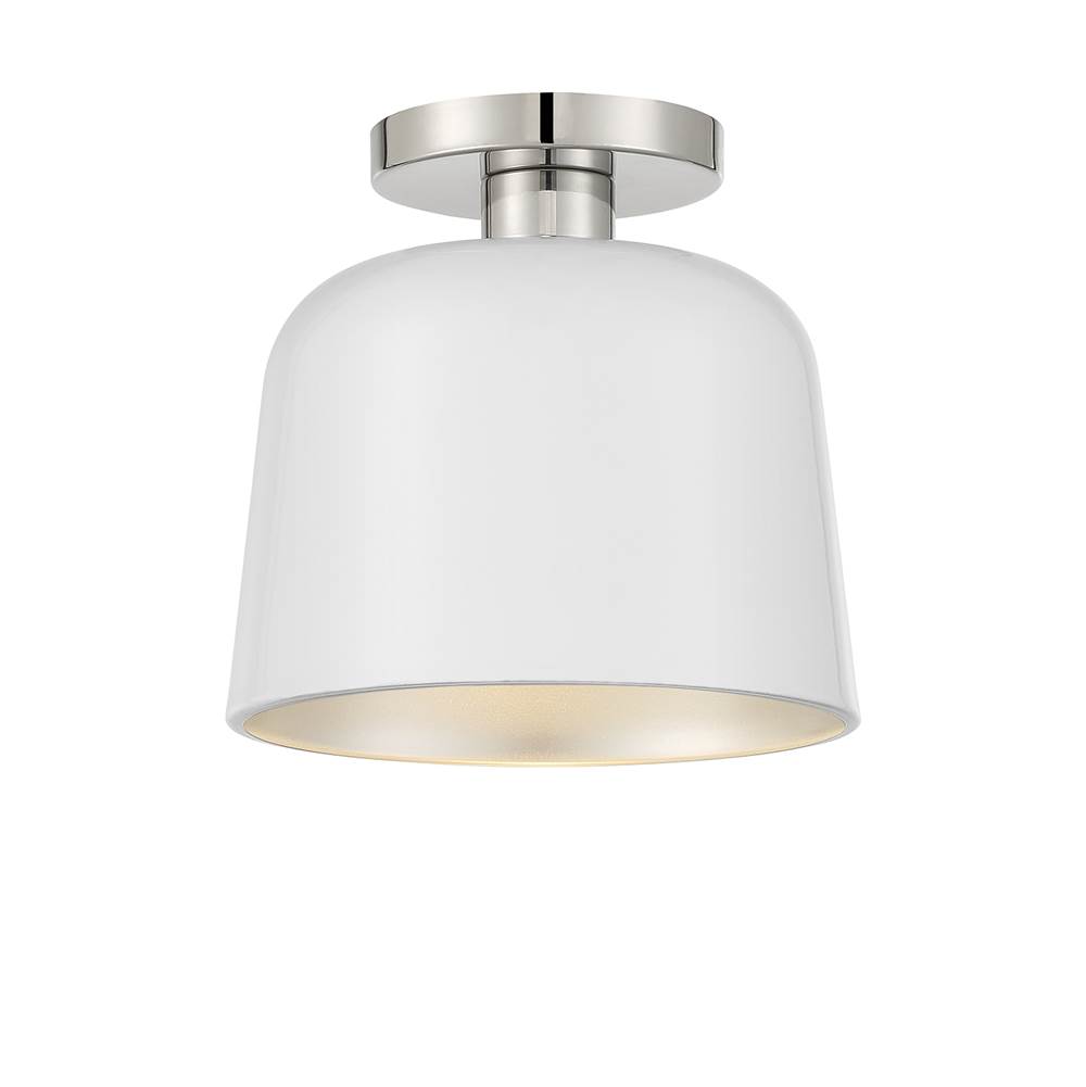 Savoy House 1-Light Ceiling Light in White with Polished Nickel