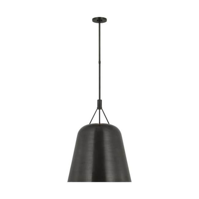 Visual Comfort Modern Collection Sean Lavin Sospeso 1-Light Dimmable Led Tapered Extra Large Pendant With Dark Bronze Finish And Aluminum Or Brass Shade