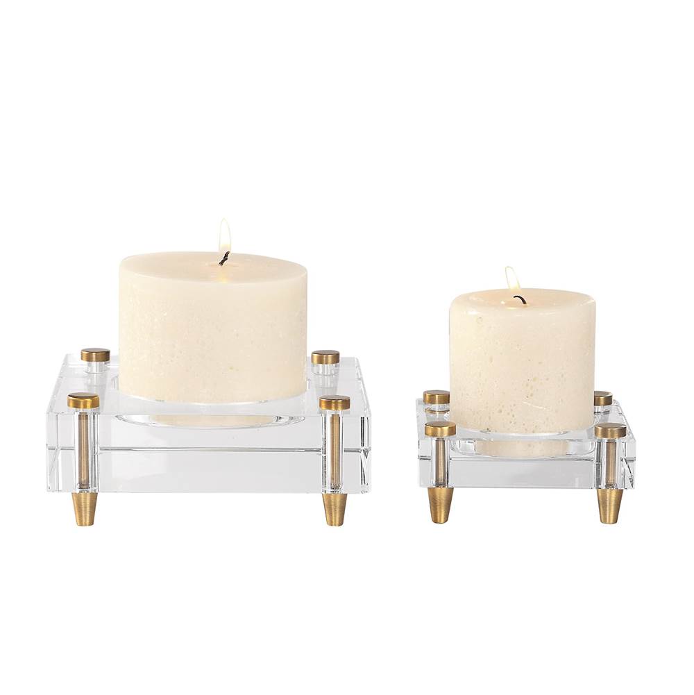 Uttermost Uttermost Claire Crystal Block Candleholders, S/2