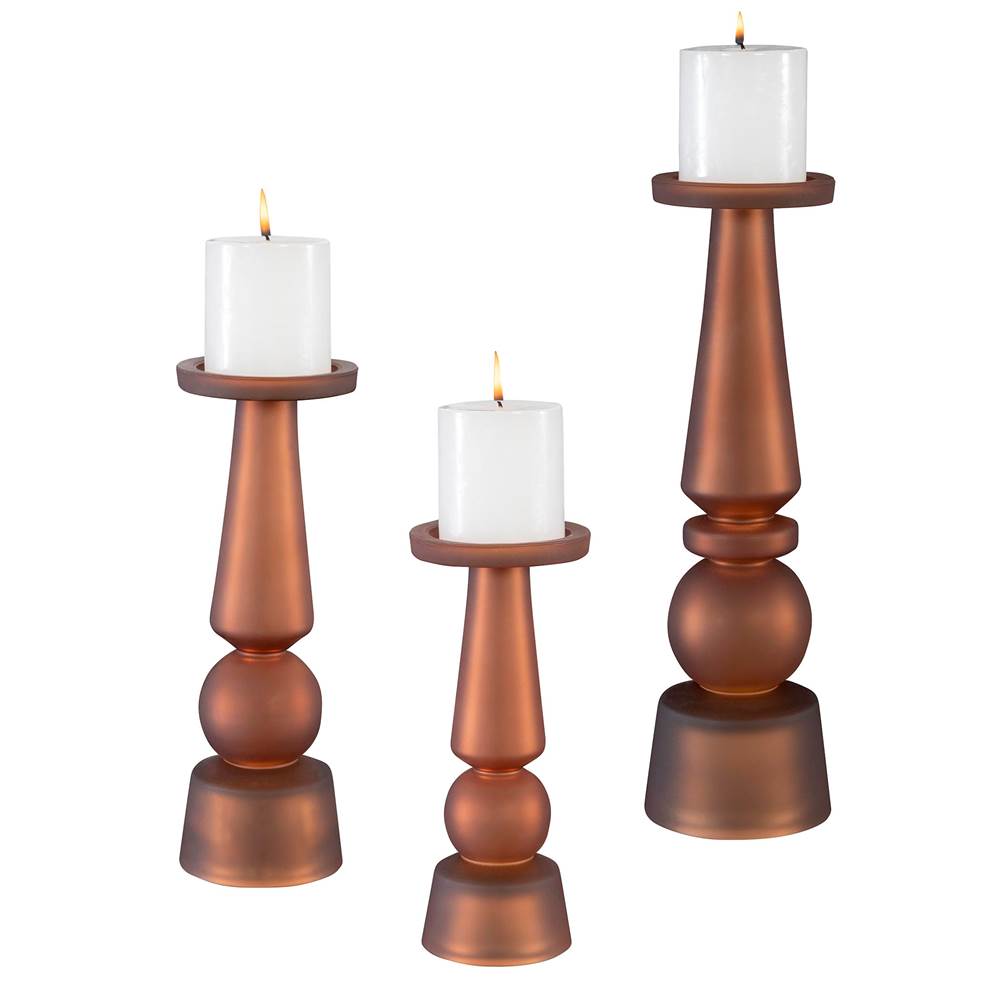 Uttermost Uttermost Cassiopeia Butter Rum Glass Candleholders, S/3