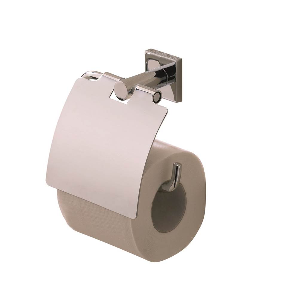Valsan Braga Polished Nickel Toilet Roll Holder W/Lid