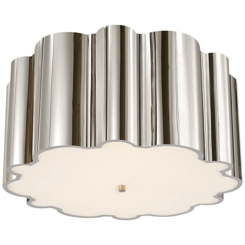 Visual Comfort Signature Collection Markos Grande Flush Mount in Polished Nickel with Frosted Acrylic