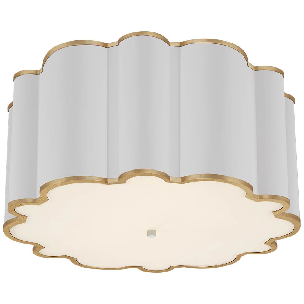 Visual Comfort Signature Collection Markos Grande Flush Mount in White and Gild with Frosted Acrylic