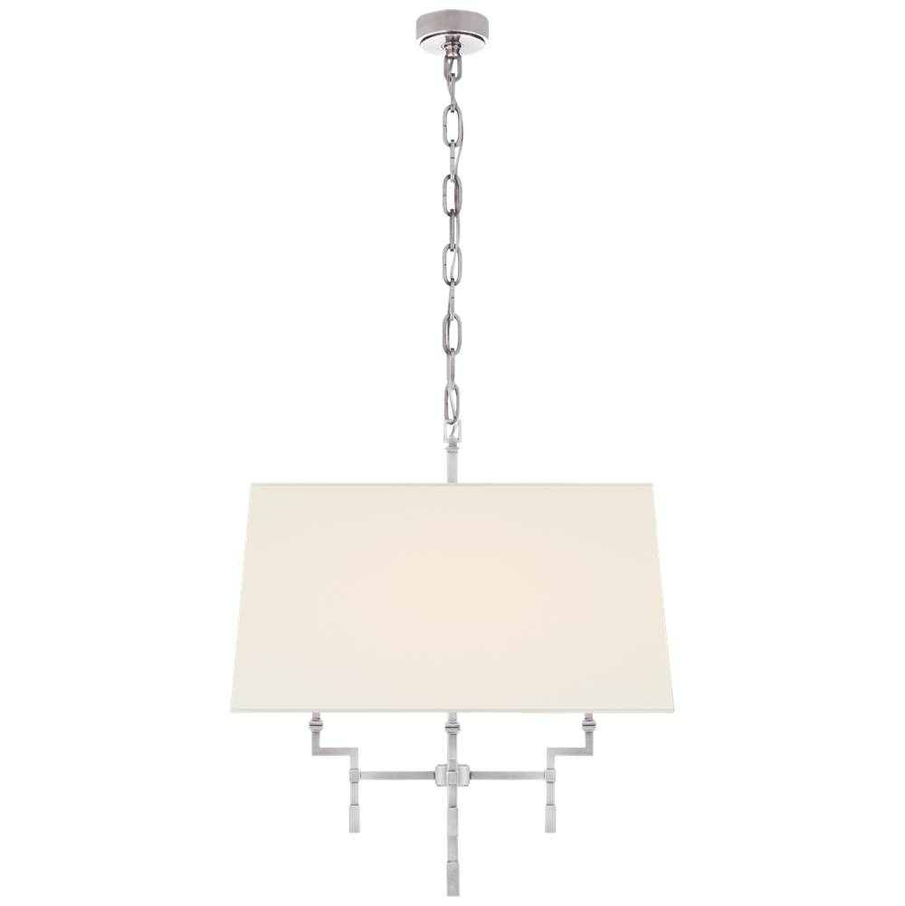 Visual Comfort Signature Collection Jane Medium Hanging Shade in Polished Nickel with Linen Shade