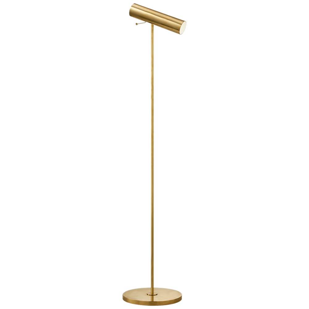 Visual Comfort Signature Collection Lancelot Pivoting Floor Lamp in Hand-Rubbed Antique Brass