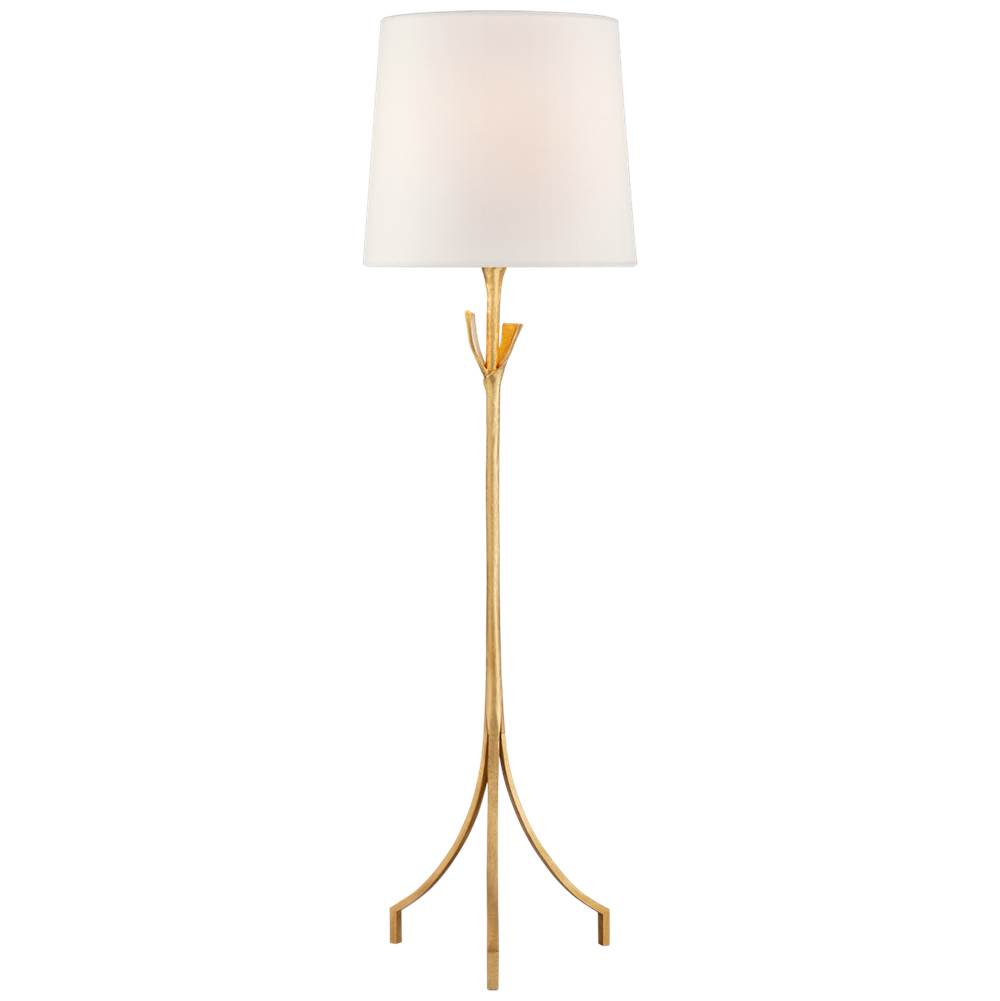 Visual Comfort Signature Collection Fliana Floor Lamp in Gild with Linen Shade