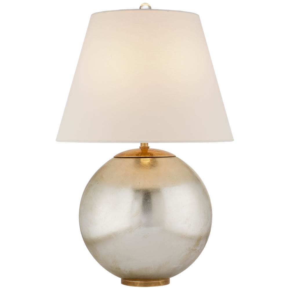Visual Comfort Signature Collection Morton Table Lamp in Burnished Silver Leaf with Linen Shade