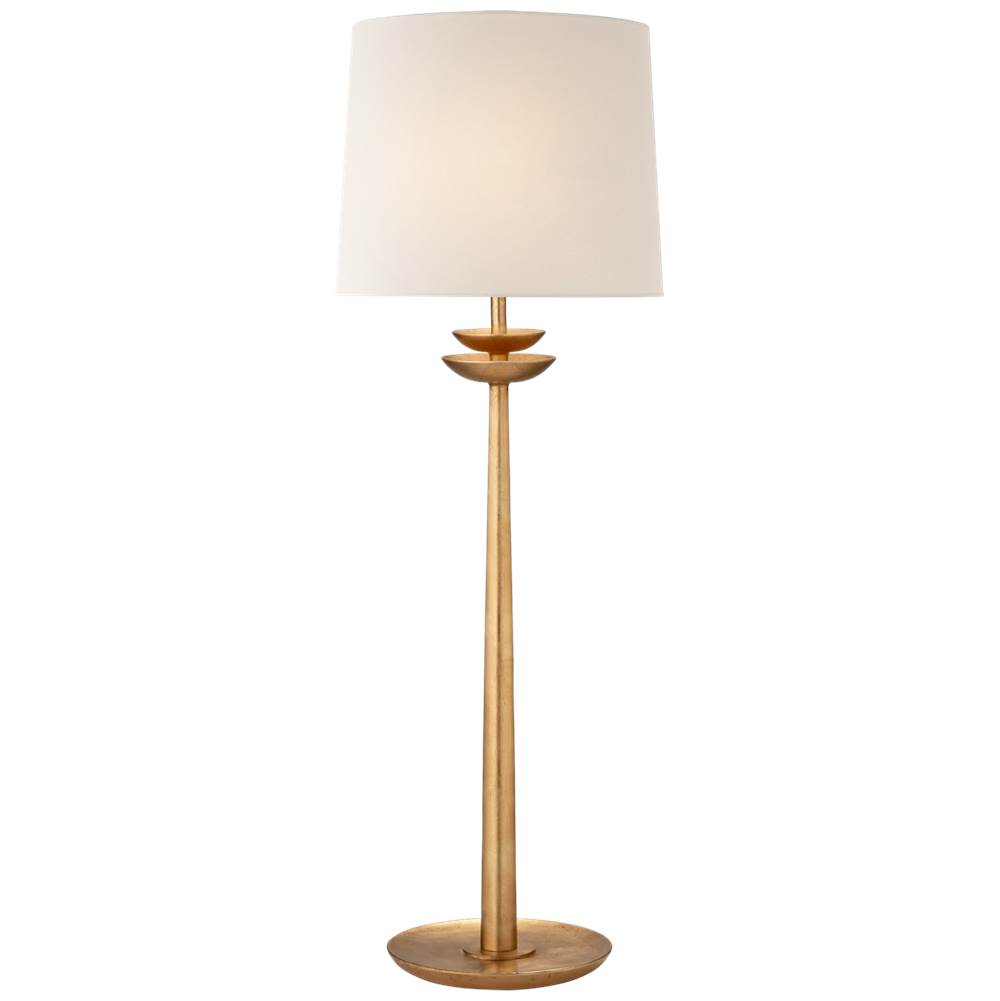 Visual Comfort Signature Collection Beaumont Medium Buffet Lamp in Gild with Linen Shade