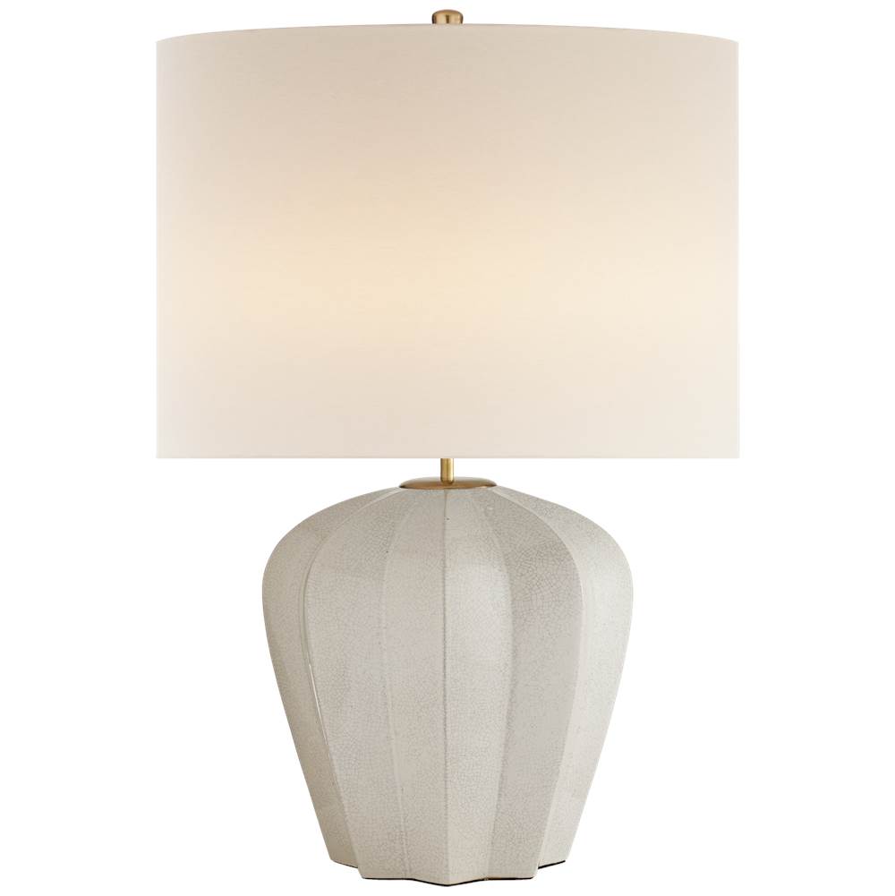 Visual Comfort Signature Collection Pierrepont Medium Table Lamp in Bone Craquelure with Linen Shade