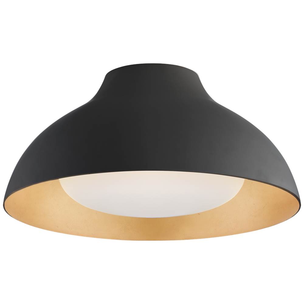 Visual Comfort Signature Collection Agnes 15'' Flush Mount in Matte Black with Soft White Glass