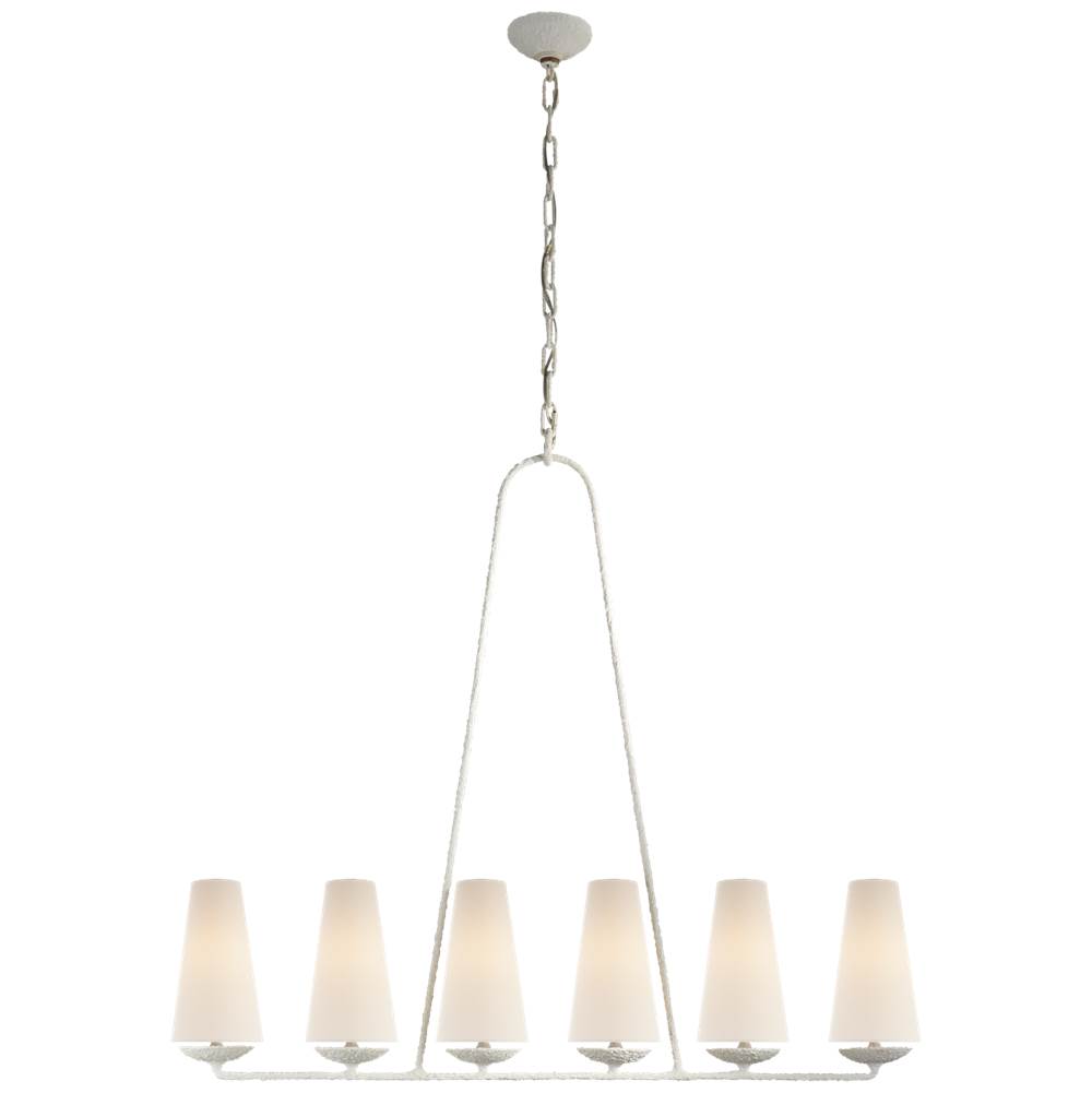 Visual Comfort Signature Collection Fontaine Linear Chandelier in Plaster with Linen Shades