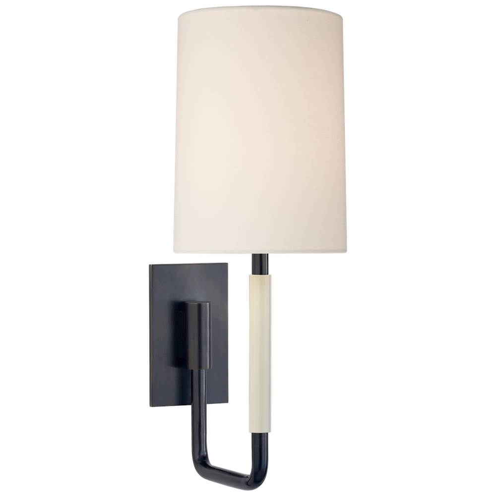 Visual Comfort Signature Collection Clout Small Sconce in Bronze with Linen Shade