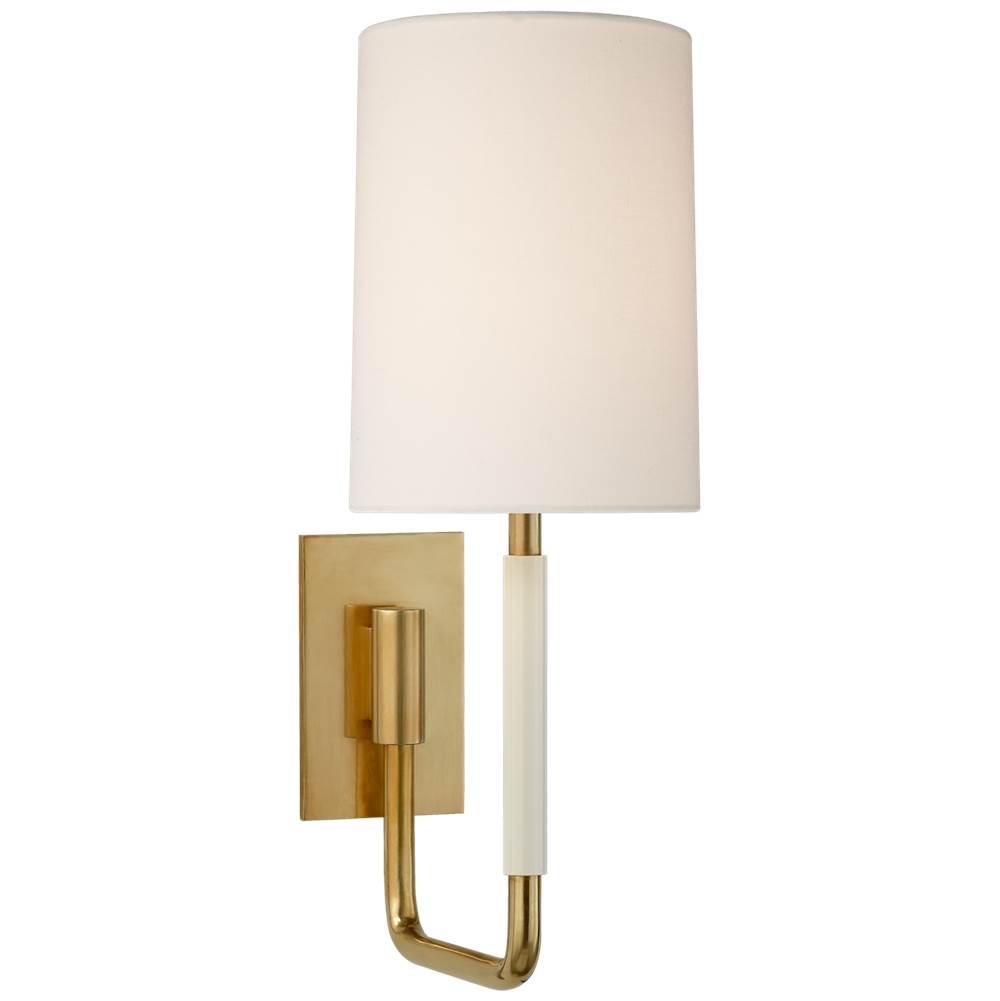 Visual Comfort Signature Collection Clout Small Sconce in Soft Brass with Linen Shade