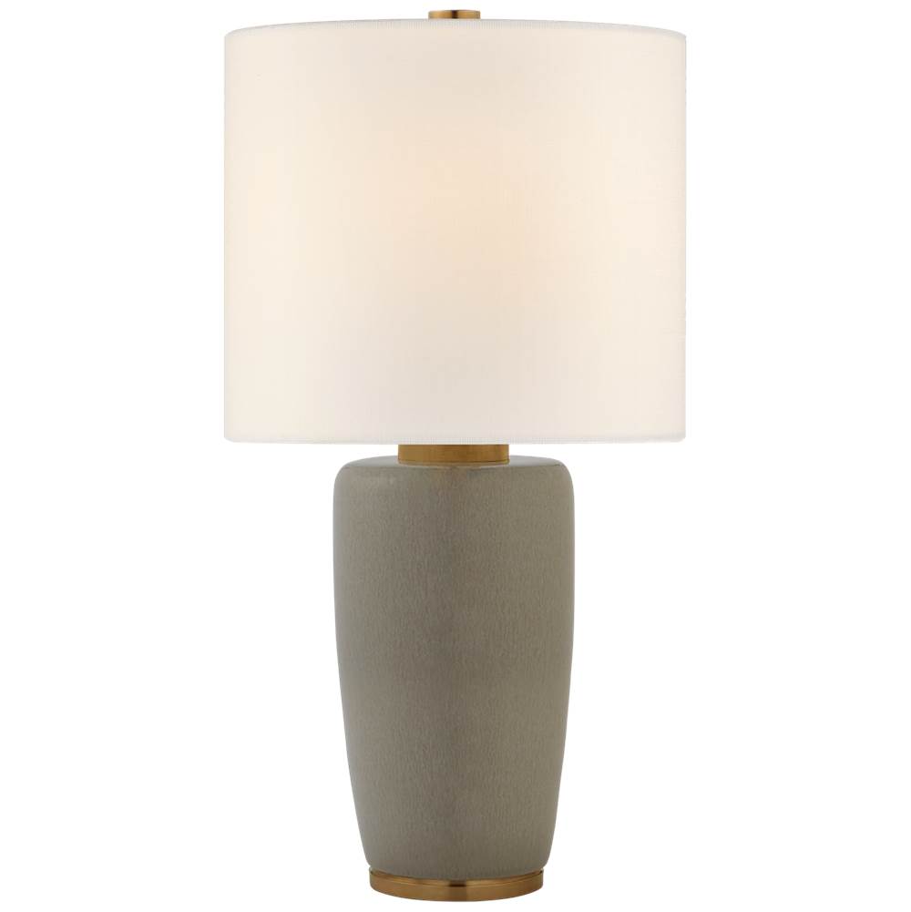 Visual Comfort Signature Collection Chado Large Table Lamp in Shellish Gray with Linen Shade