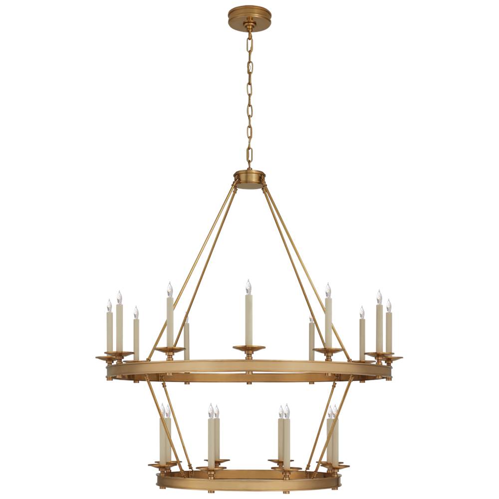 Visual Comfort Signature Collection Launceton Large Two Tiered Chandelier in Antique-Burnished Brass