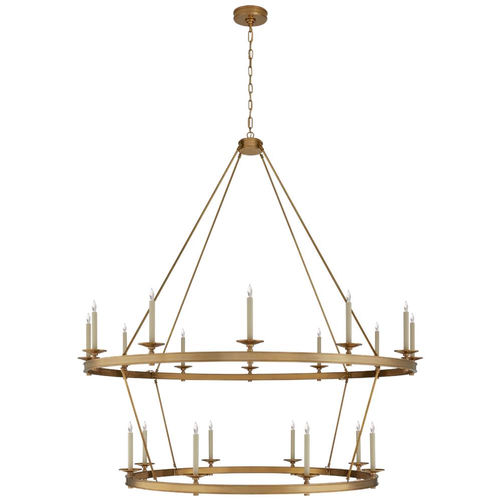 Visual Comfort Signature Collection Launceton XXL Two Tiered Chandelier in Antique-Burnished Brass