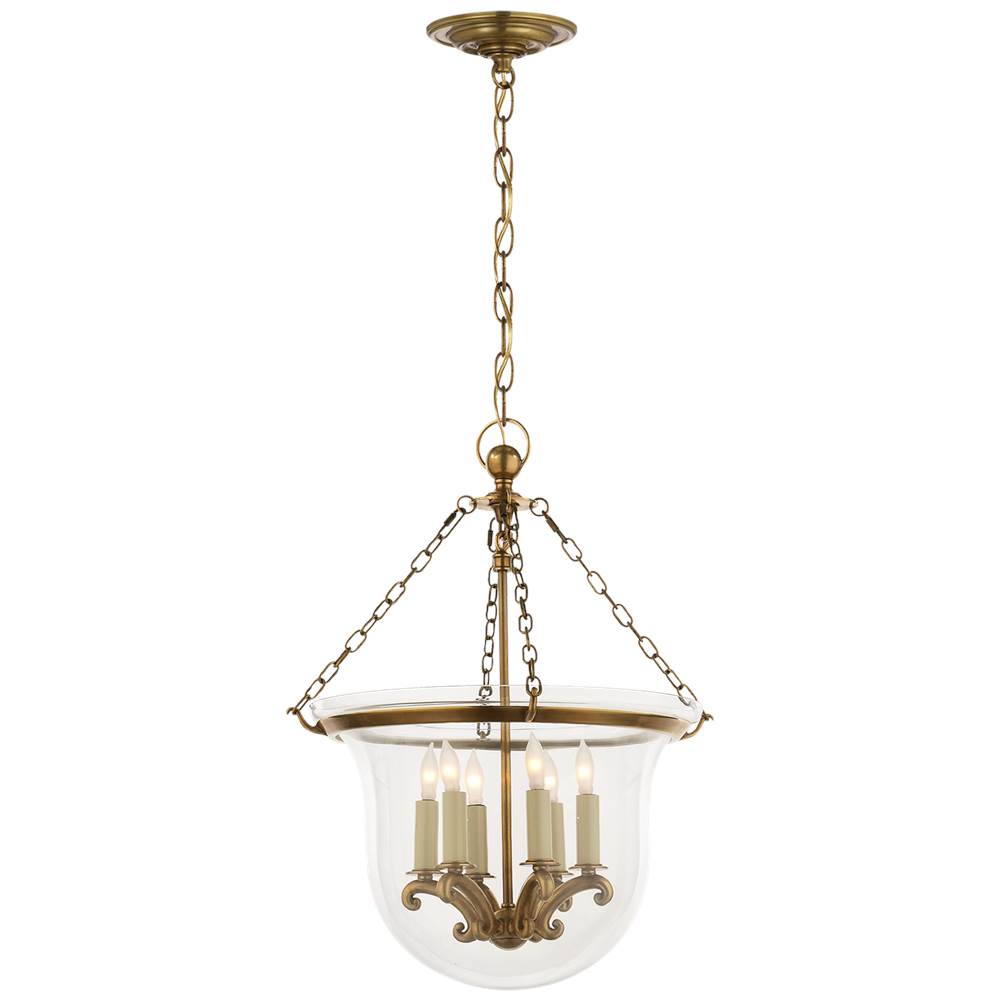Visual Comfort Signature Collection Country Medium Bell Jar Lantern in Antique-Burnished Brass