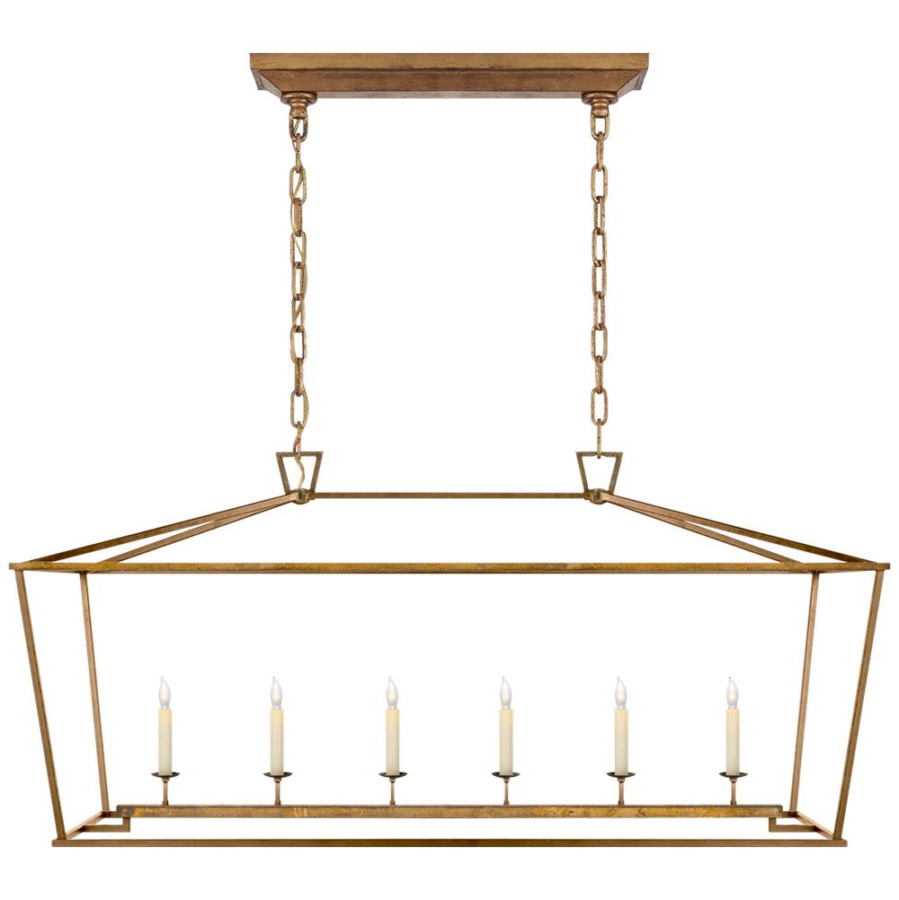 Visual Comfort Signature Collection Darlana Large Linear Lantern in Gilded Iron