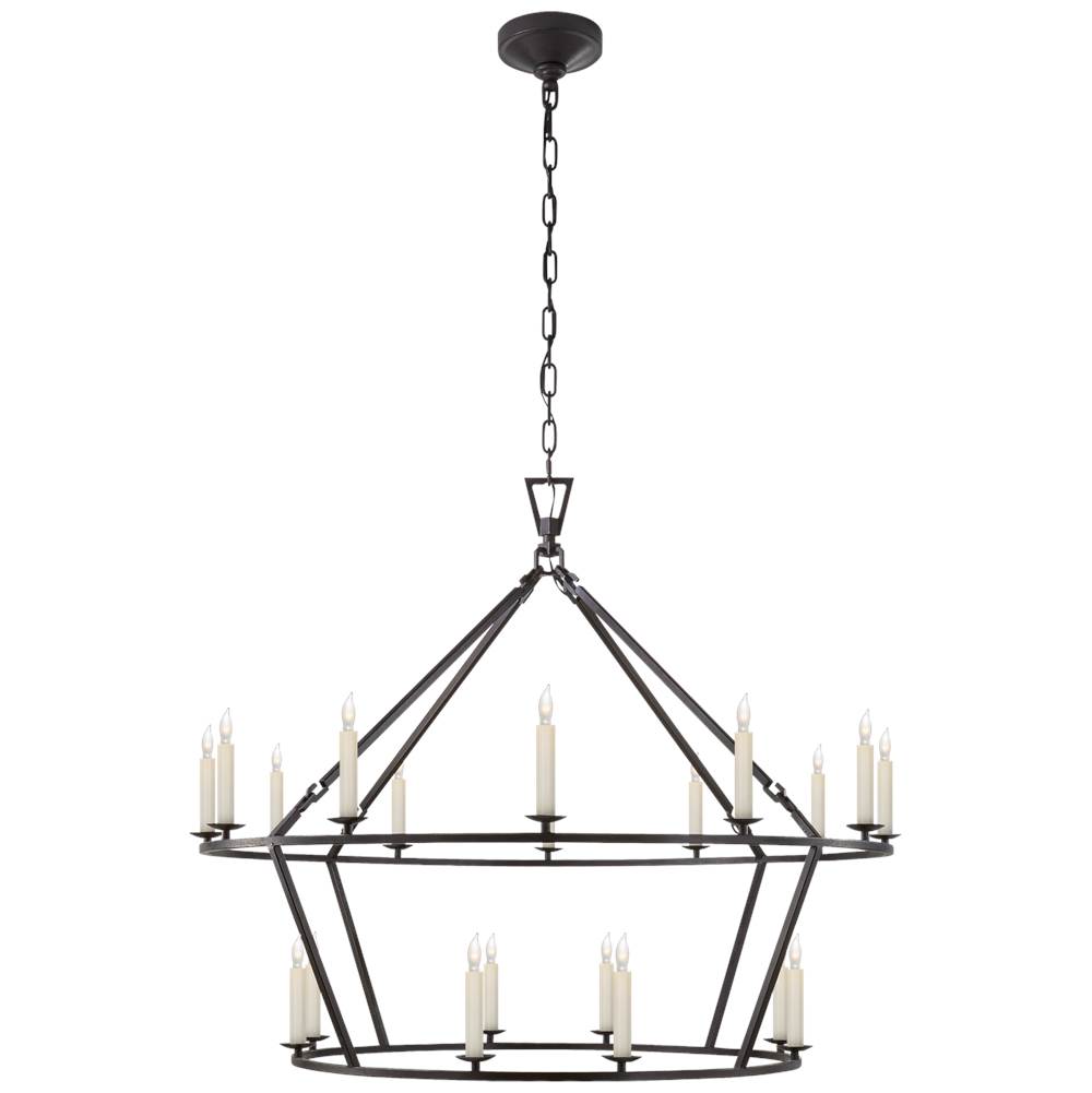 Visual Comfort Signature Collection Darlana Large Two-Tiered Ring Chandelier in Aged Iron
