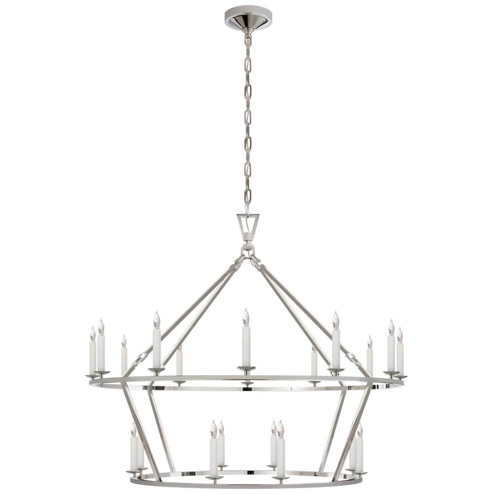 Visual Comfort Signature Collection Darlana Large Two-Tiered Ring Chandelier in Polished Nickel