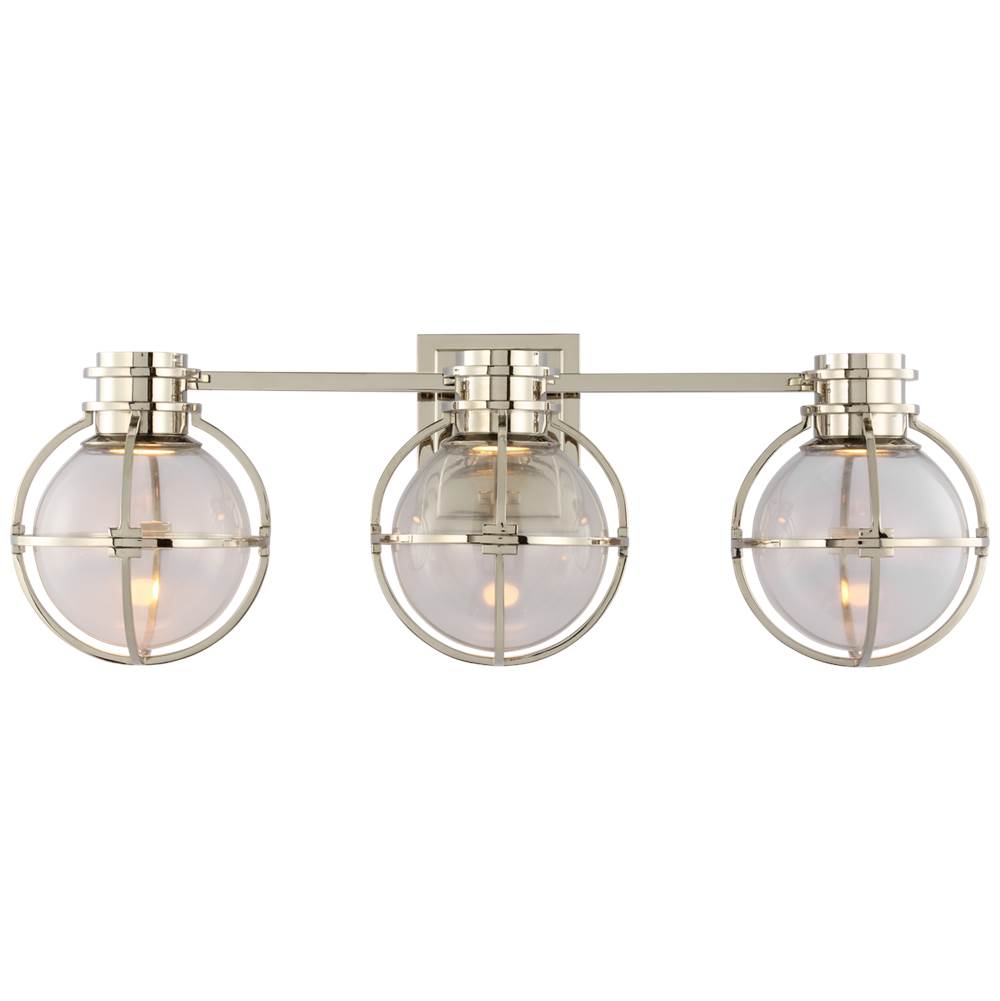 Visual Comfort Signature Collection Gracie Triple Sconce in Polished Nickel with Clear Glass