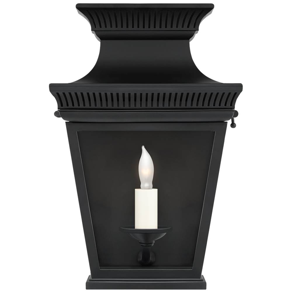 Visual Comfort Signature Collection Elsinore Small 3/4 Wall Lantern in Black with Clear Glass