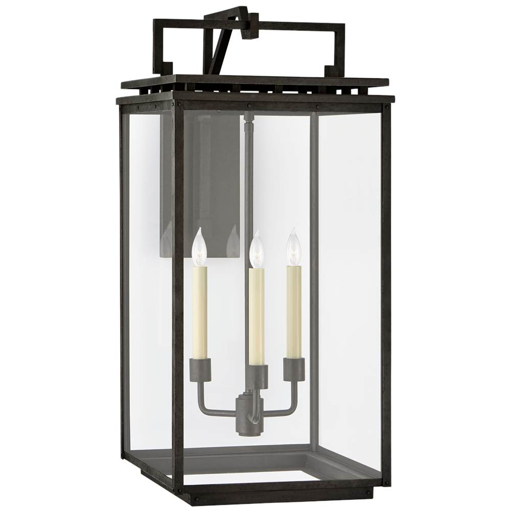 Visual Comfort Signature Collection Cheshire Large Bracketed Wall Lantern in Aged Iron with Clear Glass