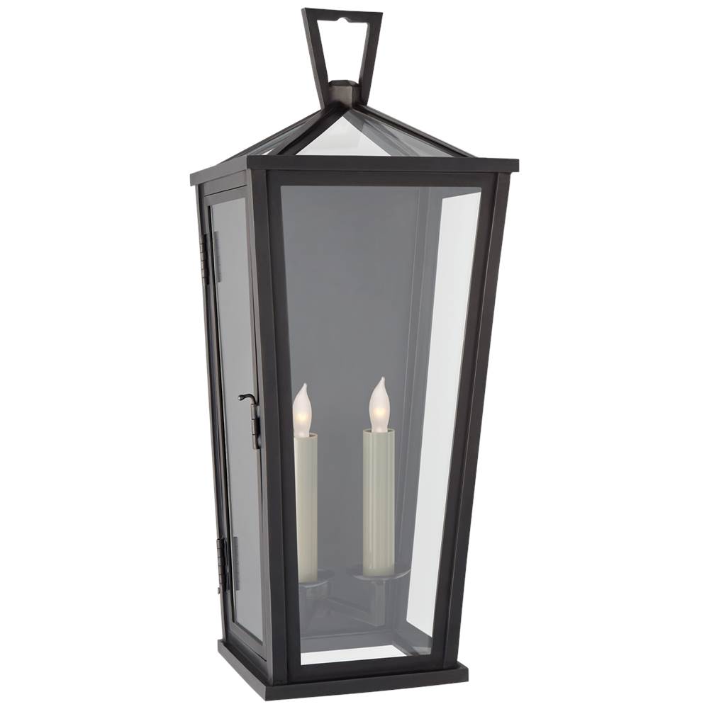 Visual Comfort Signature Collection Darlana Medium Tall 3/4 Wall Lantern in Bronze with Clear Glass