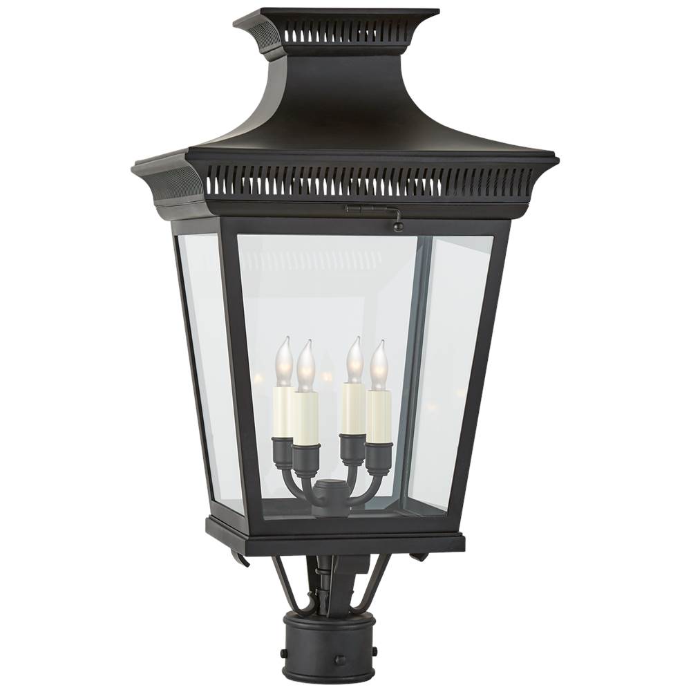 Visual Comfort Signature Collection Elsinore Medium Post Lantern in Black with Clear Glass