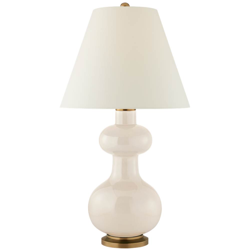 Visual Comfort Signature Collection Chambers Medium Table Lamp in Ivory with Natural Percale Shade