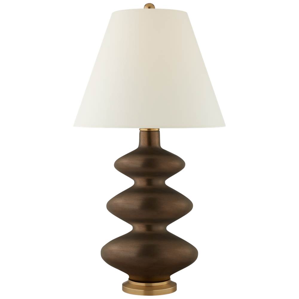 Visual Comfort Signature Collection Smith Medium Table Lamp in Matte Bronze with Natural Percale Shade