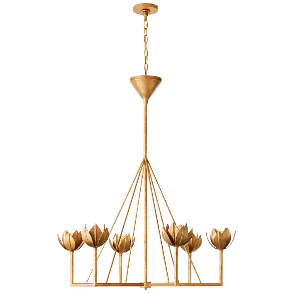 Visual Comfort Signature Collection Alberto Large Single Tier Chandelier in Antique Gold Leaf