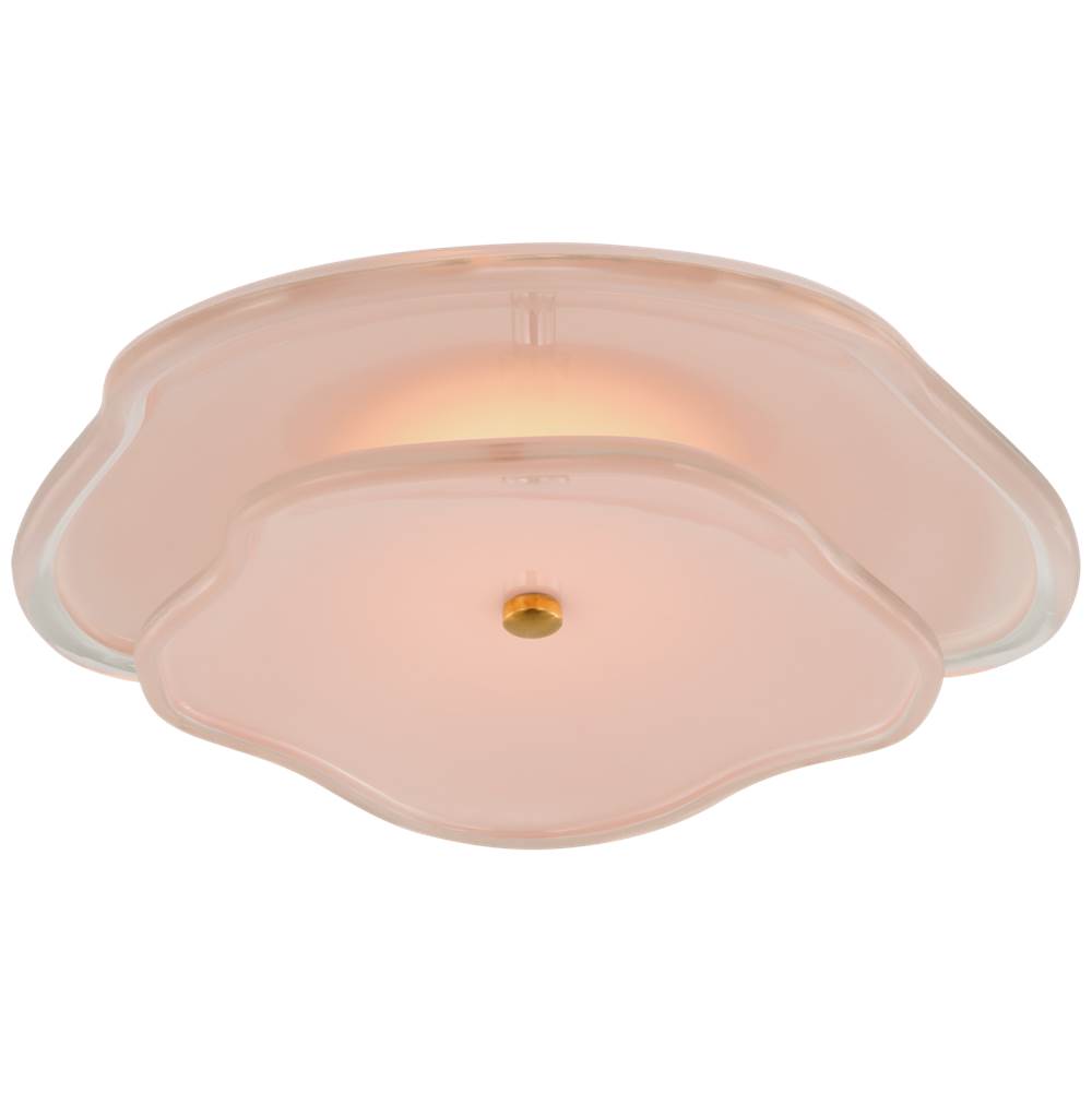 Visual Comfort Signature Collection Leighton 14'' Layered Flush Mount in Soft Brass with Blush Tinted Glass