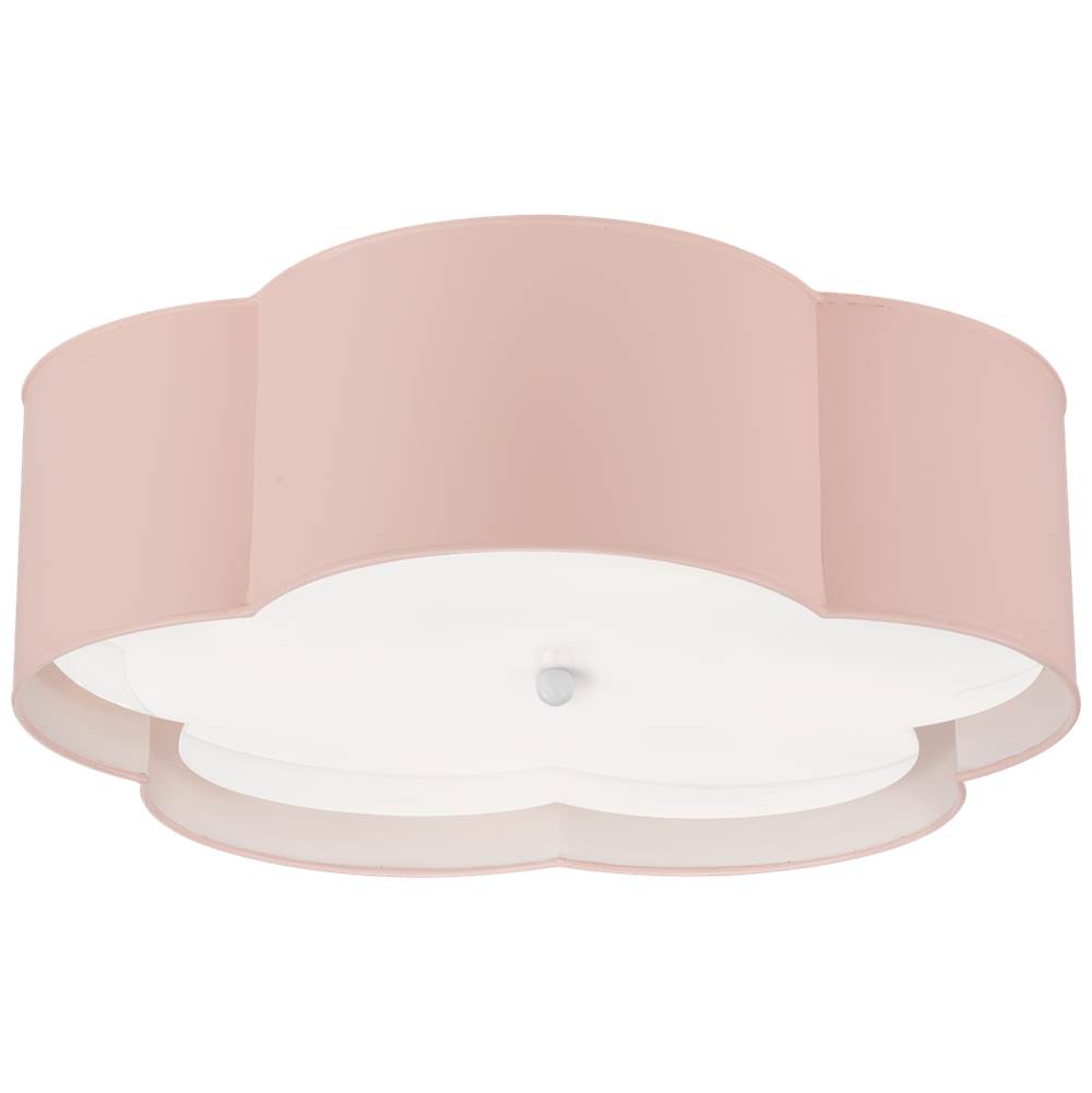 Visual Comfort Signature Collection Bryce Large Flower Flush Mount in Pink and White with Frosted Acrylic