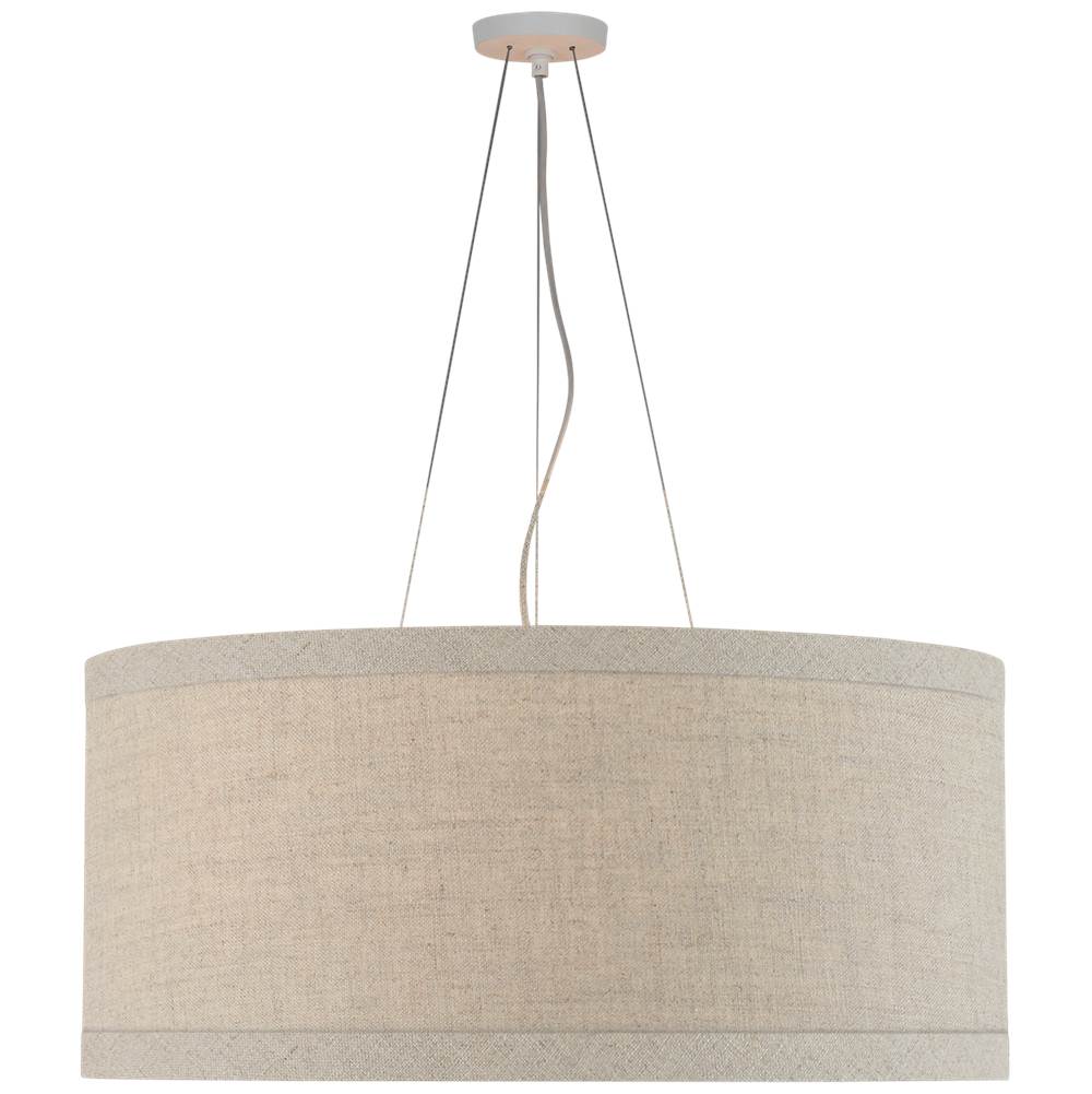 Visual Comfort Signature Collection Walker Large Hanging Shade in Light Cream with Natural Linen Shade