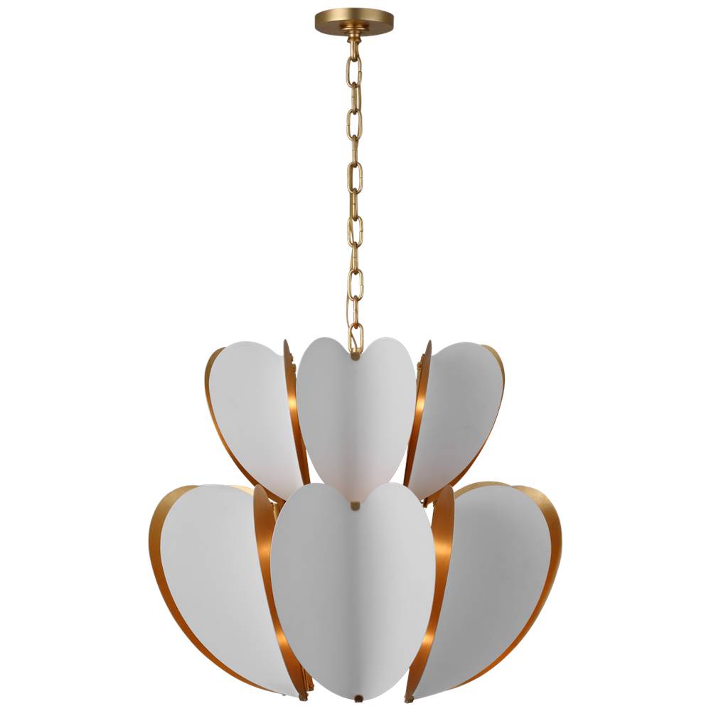 Visual Comfort Signature Collection Danes Two Tier Chandelier in Matte White and Gild