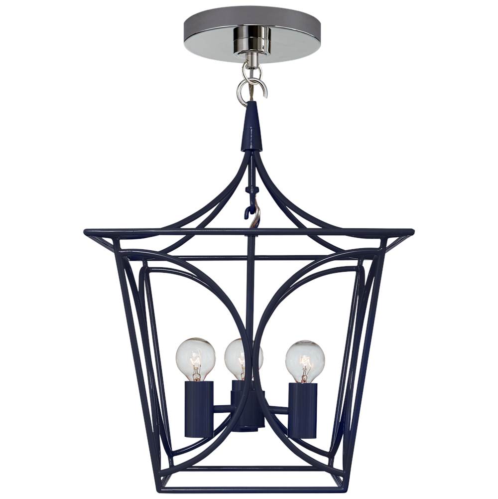 Visual Comfort Signature Collection Cavanagh Mini Lantern in French Navy and Polished Nickel