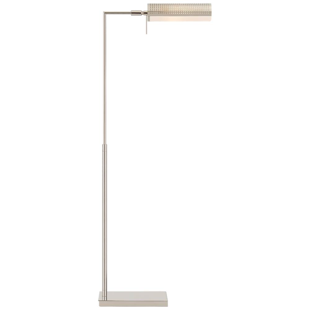 Visual Comfort Signature Collection Precision Pharmacy Floor Lamp in Polished Nickel with White Glass